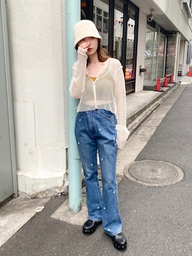 「サーモハット」｜ひらさわいずみさん（レディース・158cm）の春コーディネート