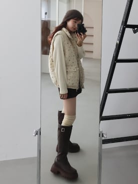 「アイテム（ダウンジャケット/コート）」を使った、ひらさわいずみさん（レディース・158cm）の秋コーディネート