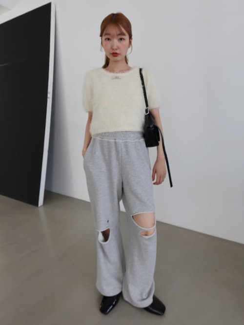 Kastane シャギー半袖カーディガン kastaneシャギー半袖