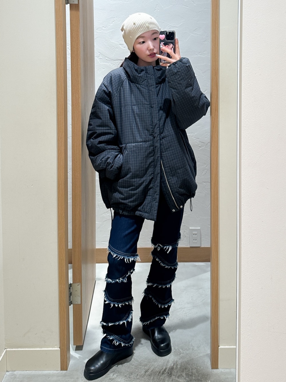 お気に入り2万人突破！/S.Mサイズ展開/ユニセックス】チェック中綿