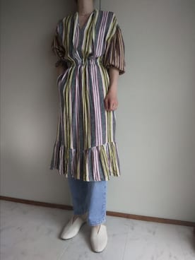「ストライプワンピース」｜「アイテム（その他）」を使った、MaruKaさん（レディース・165cm）の春コーディネート