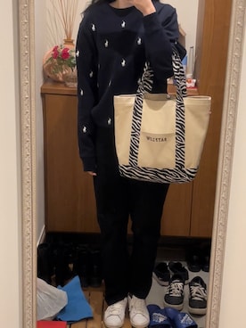 「adidas（アディダス）のadidas アディダス STAN SMITH スタンスミス M20325 R.WHITE/R.WHITE/NEW.NAVY(ホワイト×ネイビー）（スニーカー）」を使った、TOM🌙さん（レディース・170cm）の冬コーディネート