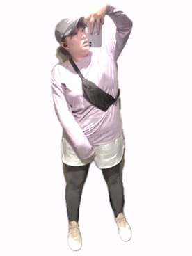 「DAISO（DAISO）のアイテム（ボディバッグ/ウエストポーチ、ブラック系）」を使った、ryocoさん（レディース・163cm）の春コーディネート