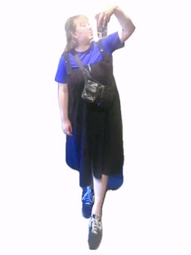 「古着屋のアイテム（ボディバッグ/ウエストポーチ、ブラック系）」を使った、ryocoさん（レディース・163cm）の夏コーディネート