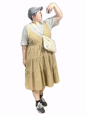 「しまむら（シマムラ）のアイテム（Tシャツ/カットソー）」を使った、ryocoさん（レディース・163cm）の秋コーディネート