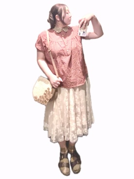 「axes femme（アクシーズファム）のアイテム（ショルダーバッグ、ベージュ系）」を使った、ryocoさん（レディース・163cm）の夏コーディネート