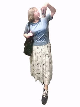 「しまむら（シマムラ）のアイテム（スカート、ホワイト系）」を使った、ryocoさん（レディース・163cm）の夏コーディネート