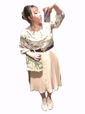 「axes femme（アクシーズファム）のアイテム（ベルト、ブラウン系）」を使った、ryocoさん（レディース・163cm）の春コーディネート