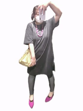 「AEONのアイテム（レギンス/スパッツ、グレー系）」を使った、ryocoさん（レディース・163cm）の春コーディネート