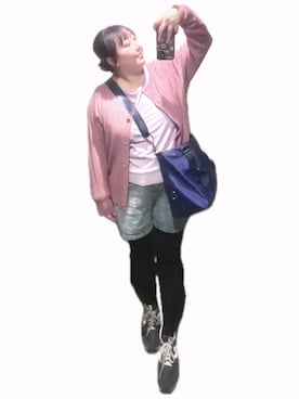 「しまむら（シマムラ）のアイテム（カーディガン/ボレロ、ピンク系）」を使った、ryocoさん（レディース・163cm）の秋コーディネート