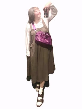 「no brand（ノーブランド）のアイテム（ショルダーバッグ、パープル系）」を使った、ryocoさん（レディース・163cm）の夏コーディネート