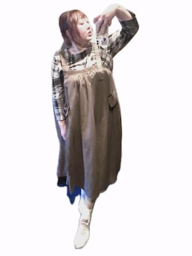 「BELLUNA（ベルーナ）のアイテム（Tシャツ/カットソー、ブラウン系）」を使った、ryocoさん（レディース・163cm）の夏コーディネート