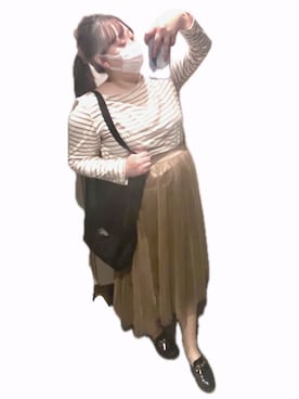 「no brand（ノーブランド）のアイテム（トートバッグ、ブラック系）」を使った、ryocoさん（レディース・163cm）の春コーディネート