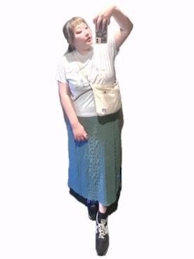 「しまむら（シマムラ）のアイテム（スカート、グリーン系）」を使った、ryocoさん（レディース・163cm）の秋コーディネート