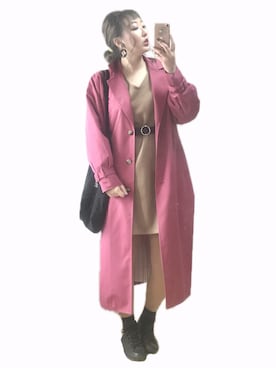 「アイテム（トレンチコート）」を使った、ryocoさん（レディース・163cm）の冬コーディネート