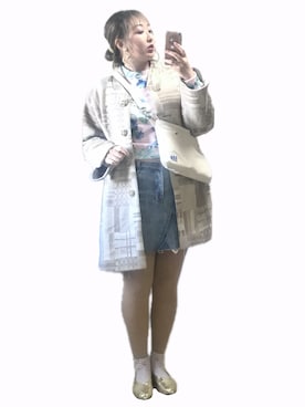 「アイテム（バッグ、ホワイト系）」を使った、ryocoさん（レディース・163cm）の秋コーディネート