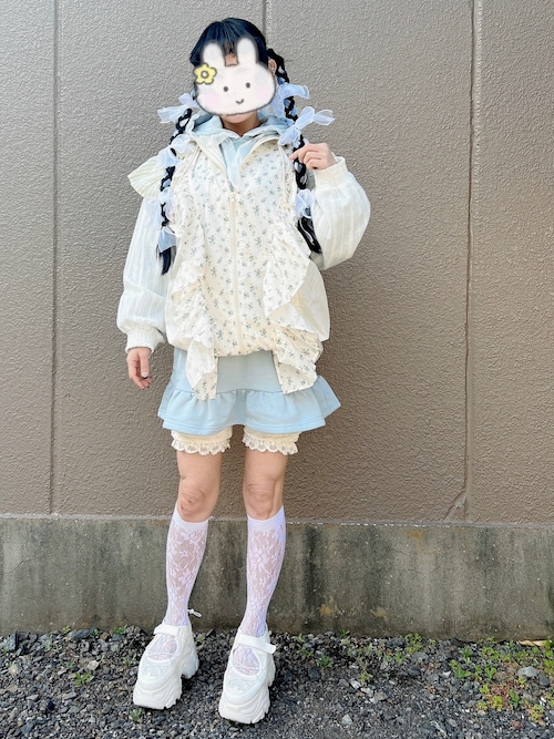 【merry jenny】floralコンビフーディージャケット merry jenny（メリージェニー）の「floralコンビフーディー