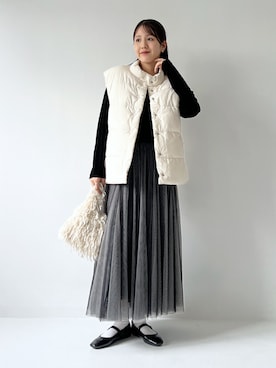 「スカートコーデ」｜「アイテム（ベスト）」を使った、osharewalker staffさん（レディース・165cm）の秋コーディネート