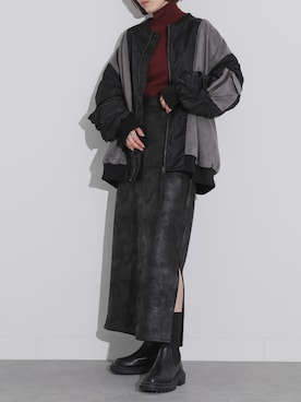 「オシャレウォーカー」｜「アイテム（MA-1）」を使った、osharewalker staffさん（レディース・164cm）の秋コーディネート