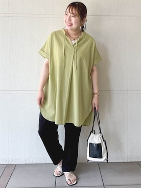 「アイテム（チュニック）」を使った、osharewalker staffさん（レディース・154cm）の夏コーディネート