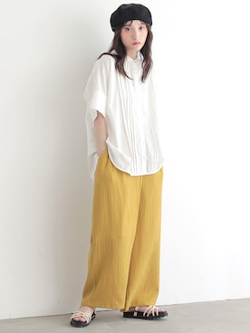 「ワイドシルエット」｜osharewalker staffさん（レディース・160cm）の夏コーディネート