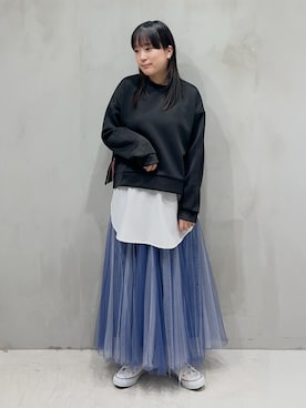 「n'OrLABEL（ノアールレーベル）の『吸水速乾レイヤードタンクトップ』（タンクトップ、ホワイト系）」を使った、osharewalker staffさん（レディース・153cm）の春コーディネート