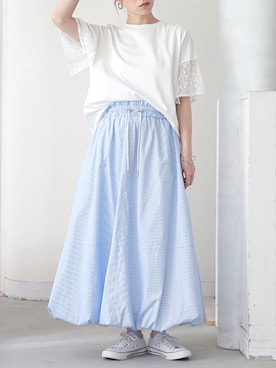 「ストライプスカート」｜osharewalker staffさん（レディース・160cm）の夏コーディネート