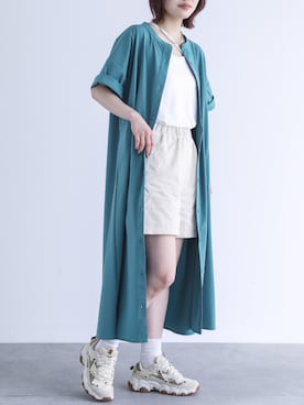 「オシャレウォーカー」｜「アイテム（シャツワンピース）」を使った、osharewalker staffさん（レディース・164cm）の夏コーディネート