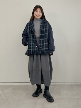 「スカートコーデ」｜「アイテム（ブルゾン）」を使った、osharewalker staffさん（レディース・155cm）の冬コーディネート