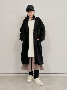 「アイテム（チェスターコート）」を使った、osharewalker staffさん（レディース・155cm）の冬コーディネート