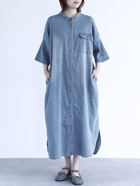 「デニムワンピース」｜「アイテム（シャツワンピース）」を使った、osharewalker staffさん（レディース・164cm）の夏コーディネート