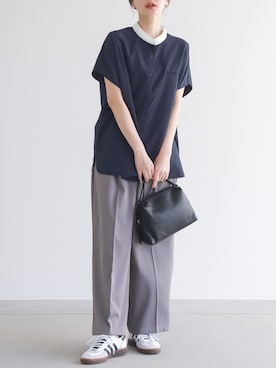 「osharewalker」｜「アイテム（スラックス）」を使った、osharewalker staffさん（レディース・164cm）の夏コーディネート