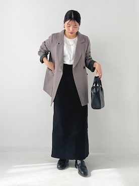 「n'OrLABEL（ノアールレーベル）の『美シルエットテーラードジャケット』（テーラードジャケット、グレー系）」を使った、osharewalker staffさん（レディース・153cm）の春コーディネート