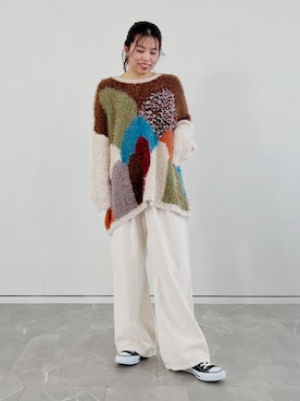 「アイテム（チノパンツ）」を使った、osharewalker staffさん（レディース・155cm）の冬コーディネート