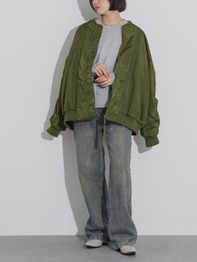 「オシャレウォーカー」｜「アイテム（MA-1）」を使った、osharewalker staffさん（レディース・164cm）の秋コーディネート