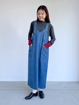 「アイテム（ジャンパースカート）」を使った、osharewalker staffさん（レディース・160cm）の秋コーディネート