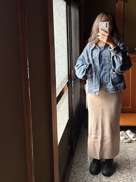 「アイテム（デニムジャケット）」を使った、mii♡ucoさん（レディース・153cm）の秋コーディネート