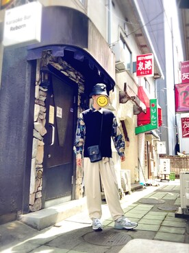 「AIVER（アイバー）のアイテム（帽子）」を使った、おいずむ。さん（メンズ・178cm）の春コーディネート