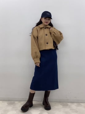 「デニムワンピース」｜「アイテム（その他アウター）」を使った、あっちゃんさん（レディース・156cm）の秋コーディネート