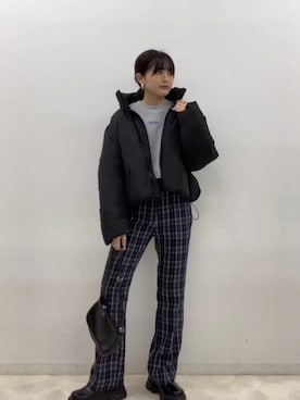 「スウエット」｜「アイテム（ダウンジャケット/コート）」を使った、あっちゃんさん（レディース・156cm）の秋コーディネート