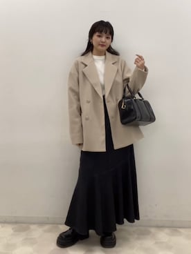「テーラードコート」｜「アイテム（ローファー）」を使った、あっちゃんさん（レディース・156cm）の秋コーディネート