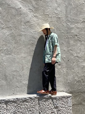 「MANASTASH（マナスタッシュ）のアイテム（パンツ）」を使った、牛木さん（メンズ・165cm）の夏コーディネート