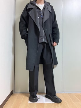 「GU（ジーユー）のアイテム（スラックス）」を使った、白王子ゆーや@Twitchさん（メンズ・172cm）の冬コーディネート