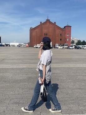 「Hanes」｜「アイテム（帽子）」を使った、Lunaさん（レディース・163cm）の夏コーディネート