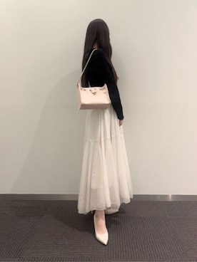 「CHARLES & KEITH（チャールズ & キース）のポインテッドトゥ スティレットパンプス / Pointed Toe Stiletto Pumps（パンプス、ホワイト系）」を使った、CHARLES & KEITHさん（レディース・160cm）の春コーディネート