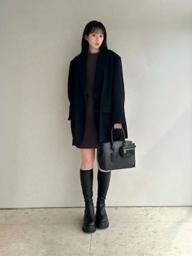 「CHARLES & KEITH（チャールズ & キース）のGinevra ラージジネヴラ トートバッグ（トートバッグ、ブラック系）」を使った、CHARLES & KEITHさん（レディース・160cm）の秋コーディネート