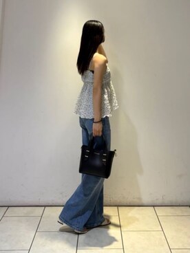 「CHARLES & KEITH（チャールズ & キース）のShania ミニシャナイア ダブルハンドルトートバッグ（トートバッグ）」を使った、CHARLES & KEITHさん（レディース・160cm）の夏コーディネート
