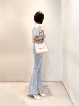 「CHARLES & KEITH（チャールズ & キース）のポインテッドメリージェーンパンプス（パンプス、ベージュ系）」を使った、CHARLES & KEITHさん（レディース・160cm）の夏コーディネート