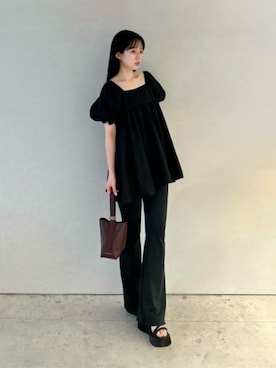 「CHARLES & KEITH（チャールズ & キース）のEdna エドナ バケツバッグ（ショルダーバッグ、レッド系）」を使った、CHARLES & KEITHさん（レディース・160cm）の夏コーディネート
