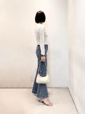 「CHARLES & KEITH（チャールズ & キース）のArden アーデン ウェービーブロックヒール スリングバッグサンダル（サンダル、シルバー系）」を使った、CHARLES & KEITHさん（レディース・160cm）の夏コーディネート